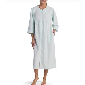 Miss Elaine Brushed Terry Long Robe Mint Blue Large